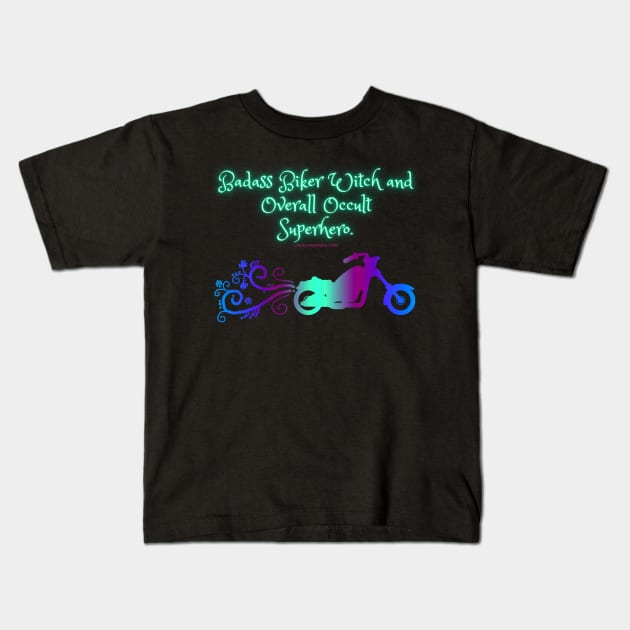 Badass Biker Witch Kids T-Shirt by LJK Oliva Books